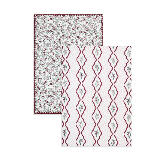 Avery Row Tea Towels, Set of 2 - Berry Ribbons