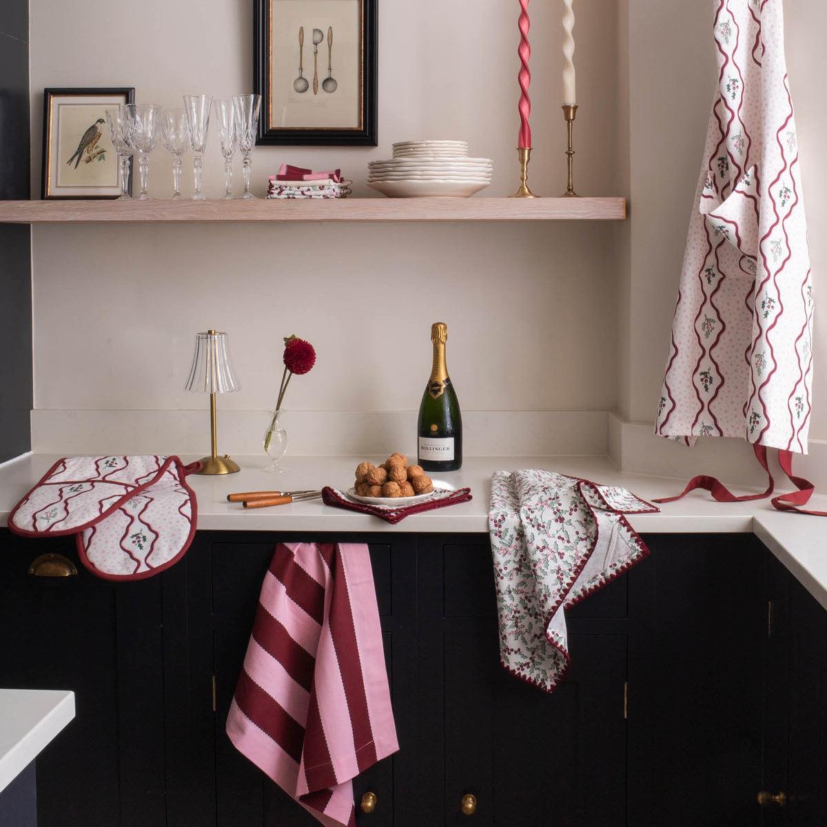 Avery Row Tea Towels, Set of 2 - Berry Ribbons