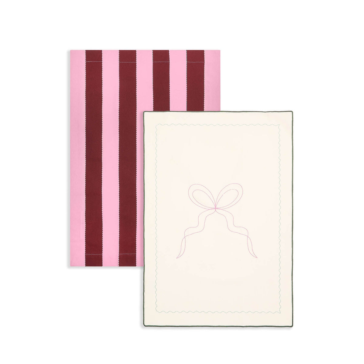 Avery Row Tea Towels, Set of 2 - Bold Stripe Burgundy