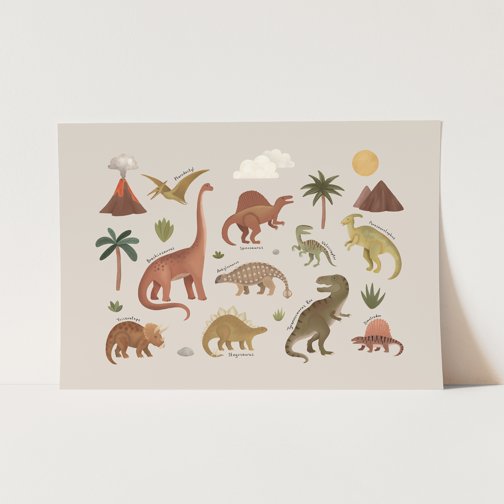Kid of the Village Dinosaurs Art Print - Stone