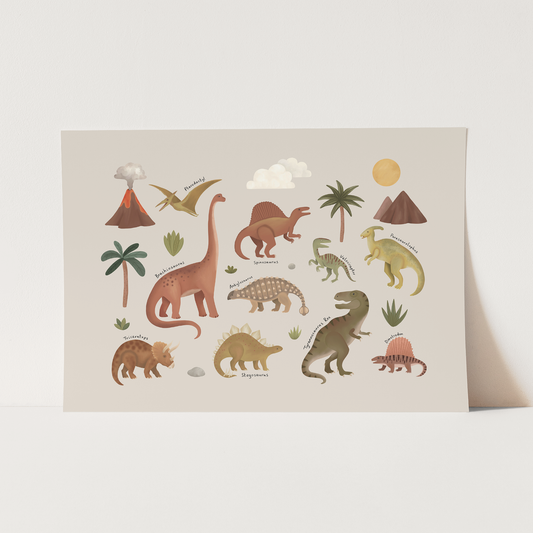 Kid of the Village Dinosaurs Art Print - Stone
