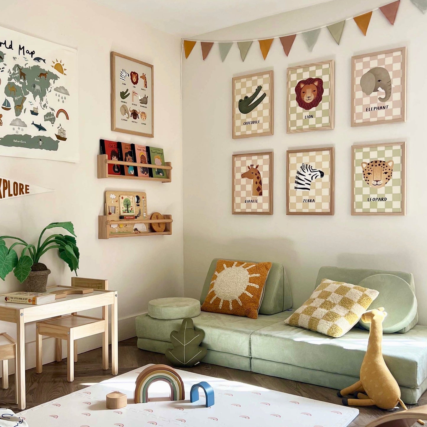 Kid of the Village Elephant Check Art Print - Pink