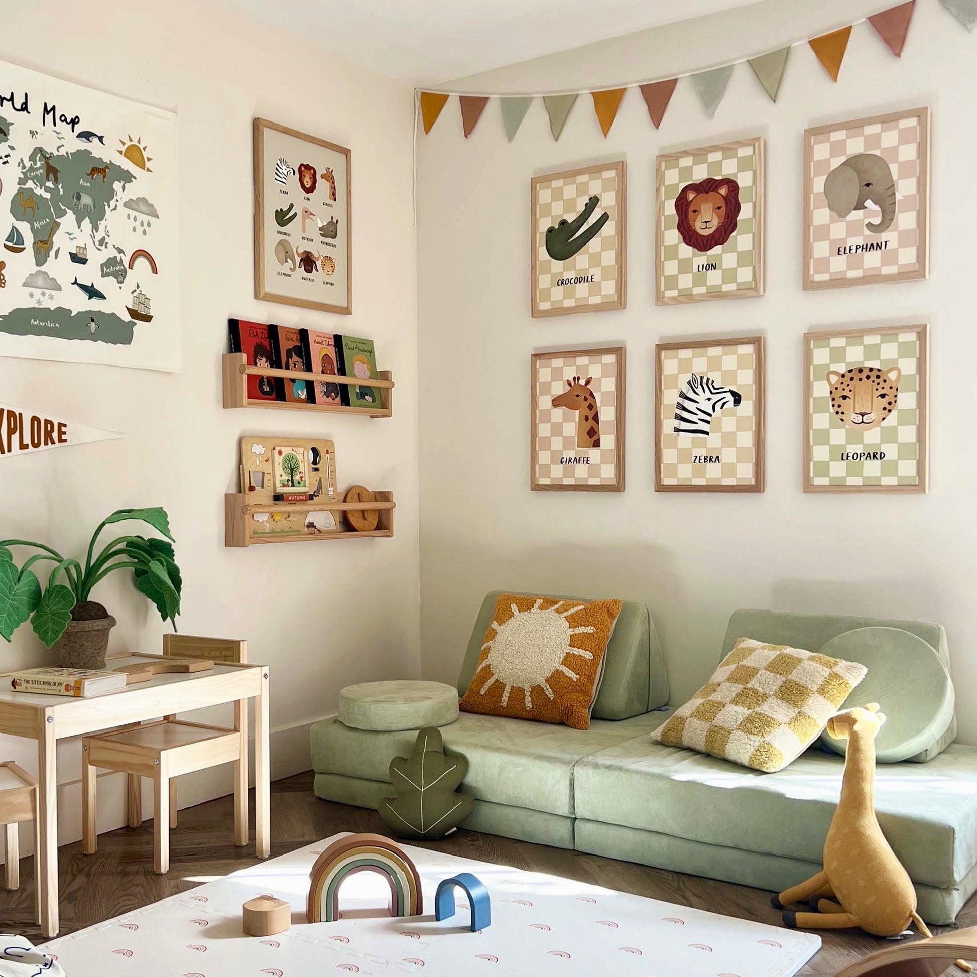 Kid of the Village Elephant Check Art Print - Pink