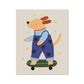 Kid of the Village Skater Pup Art Print - Blue