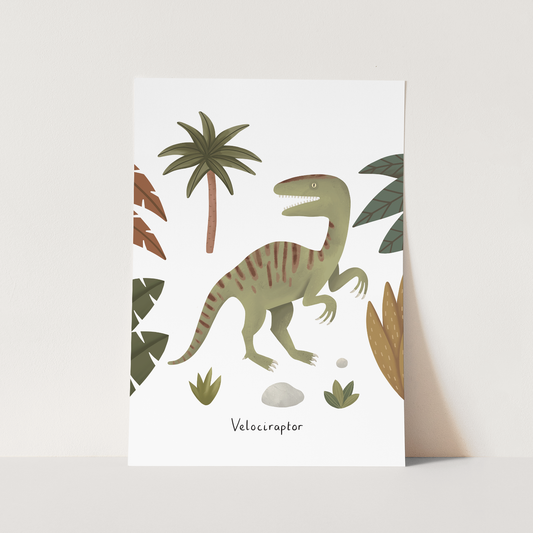 Kid of the Village Velociraptor Art Print