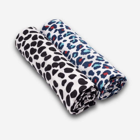 Etta Loves Organic Sensory Muslin Cloths - 2 Pk - Animal Prints