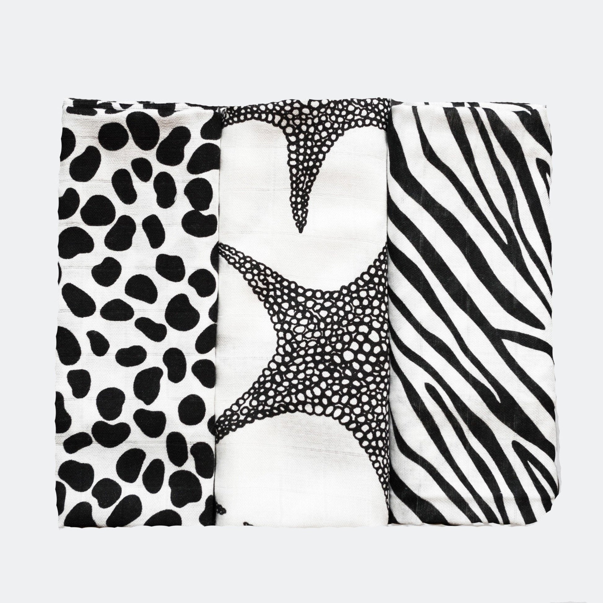 Etta Loves Organic Sensory Muslin Cloths - 3 Pk - Animal Prints