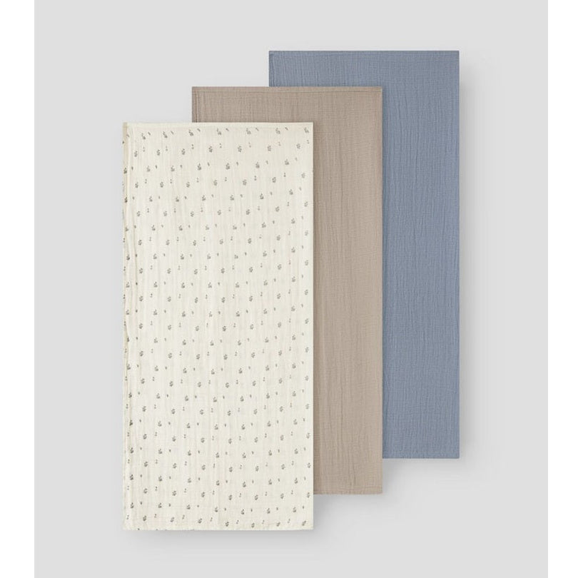 Lil' Atelier Organic Muslin Cloths - 3 Pk - Coconut Milk/Oxford Tan