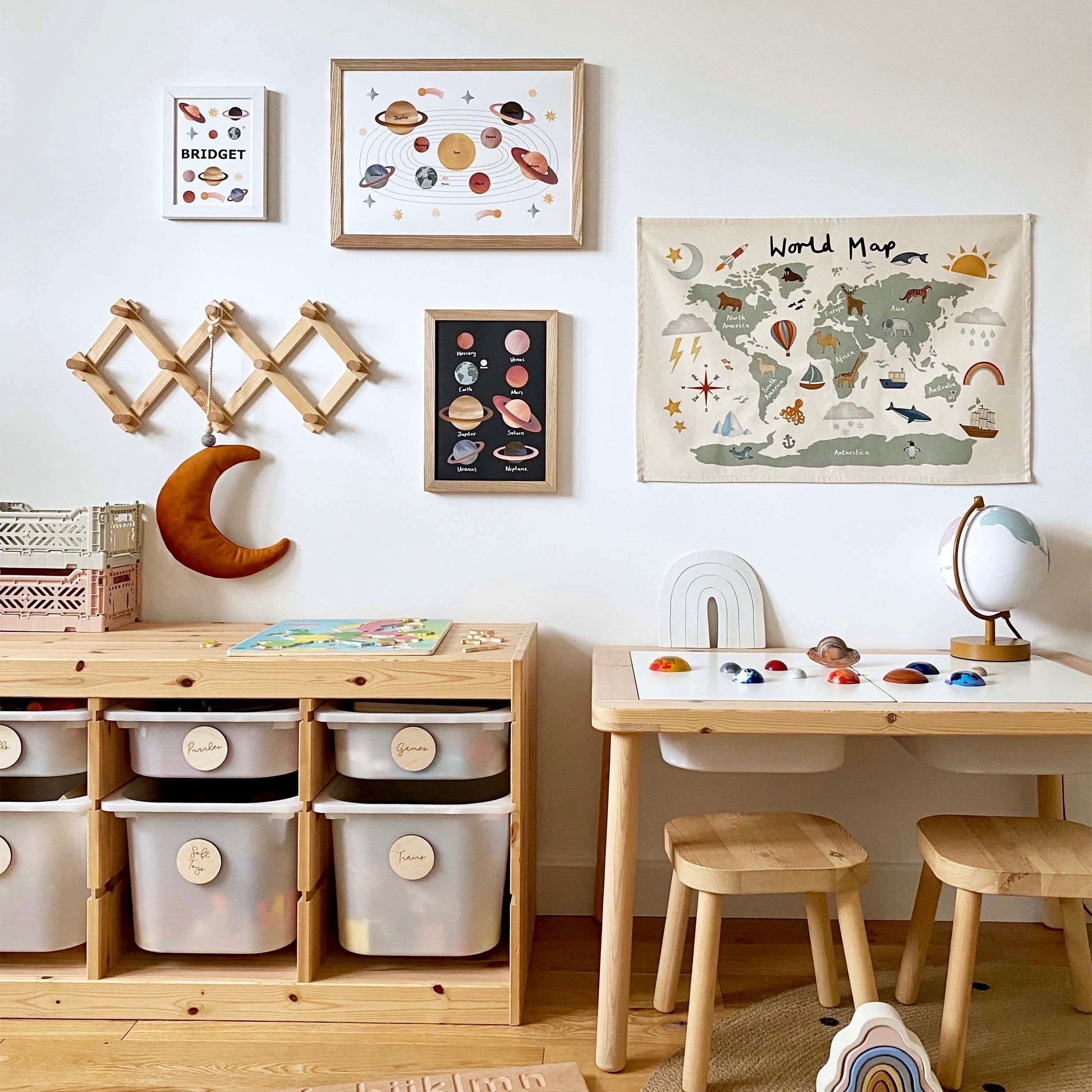 Kid of the Village Planets Art Print - Black