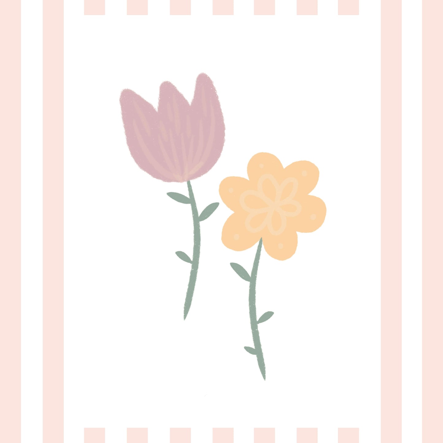 The Little Jones Flowers Print - Pale Pink Stripes