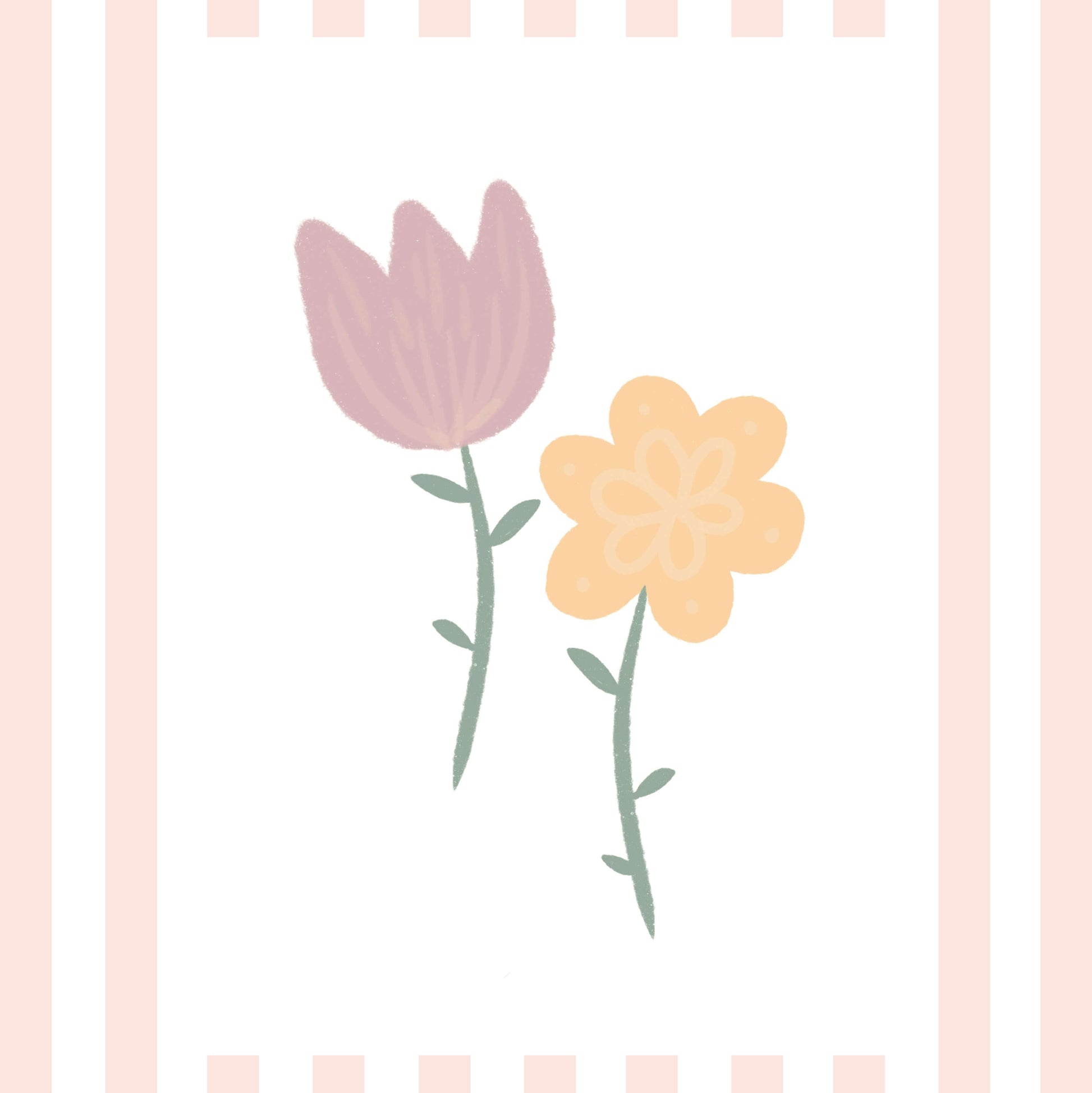 The Little Jones Flowers Print - Pale Pink Stripes