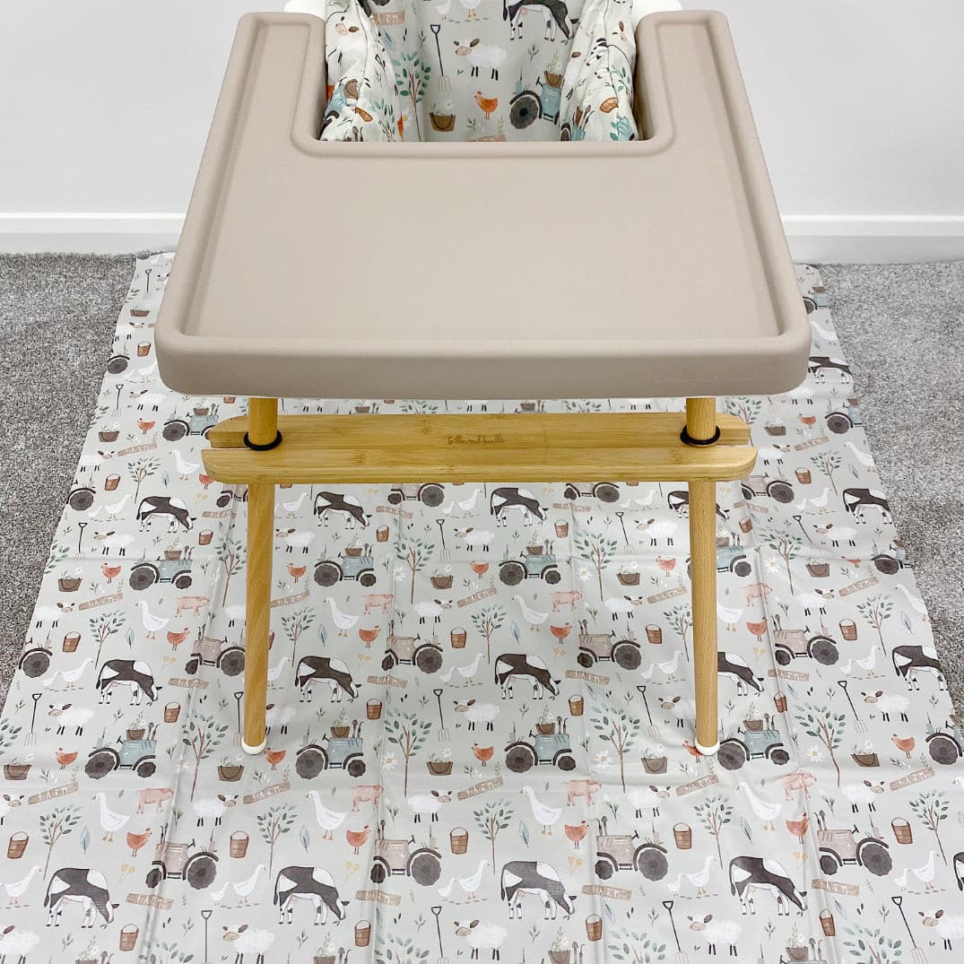 Bobbin & Bumble Highchair Splash Mat - Ginger's Farm Animals