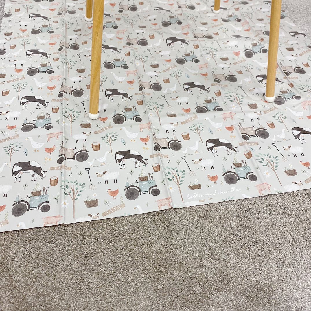 Bobbin & Bumble Highchair Splash Mat - Ginger's Farm Animals
