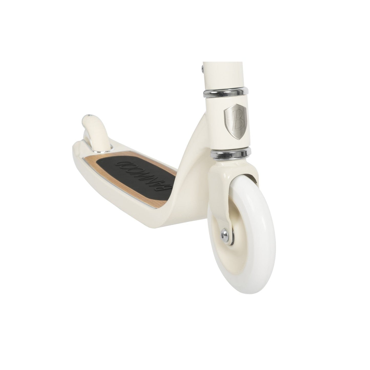 White scooter with a black deck on a white background