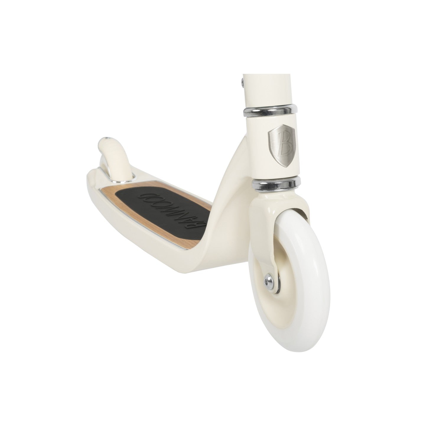 White scooter with a black deck on a white background