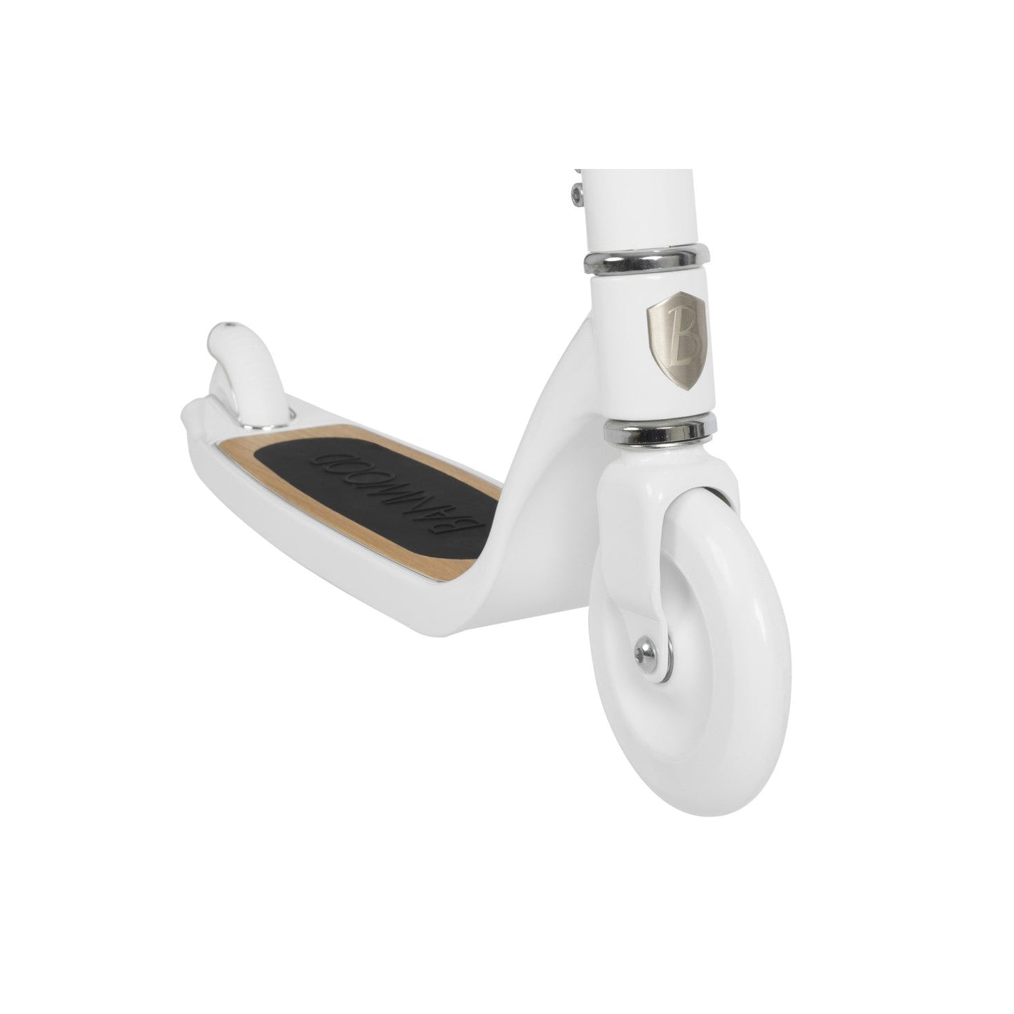 White scooter with a black deck on a white background