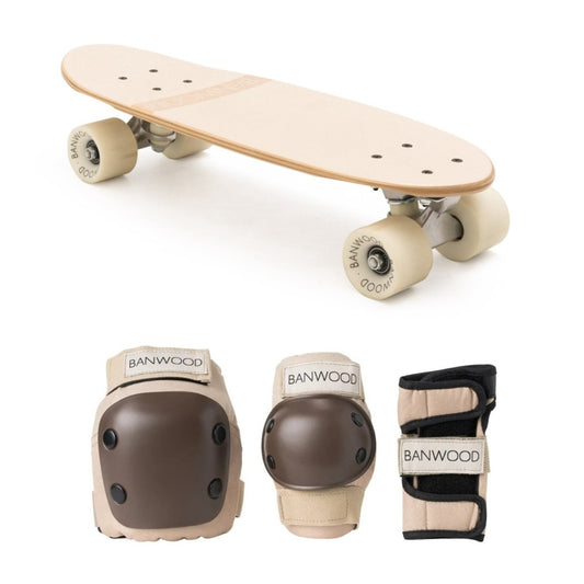Banwood Skateboard + Protective Gear - Cream