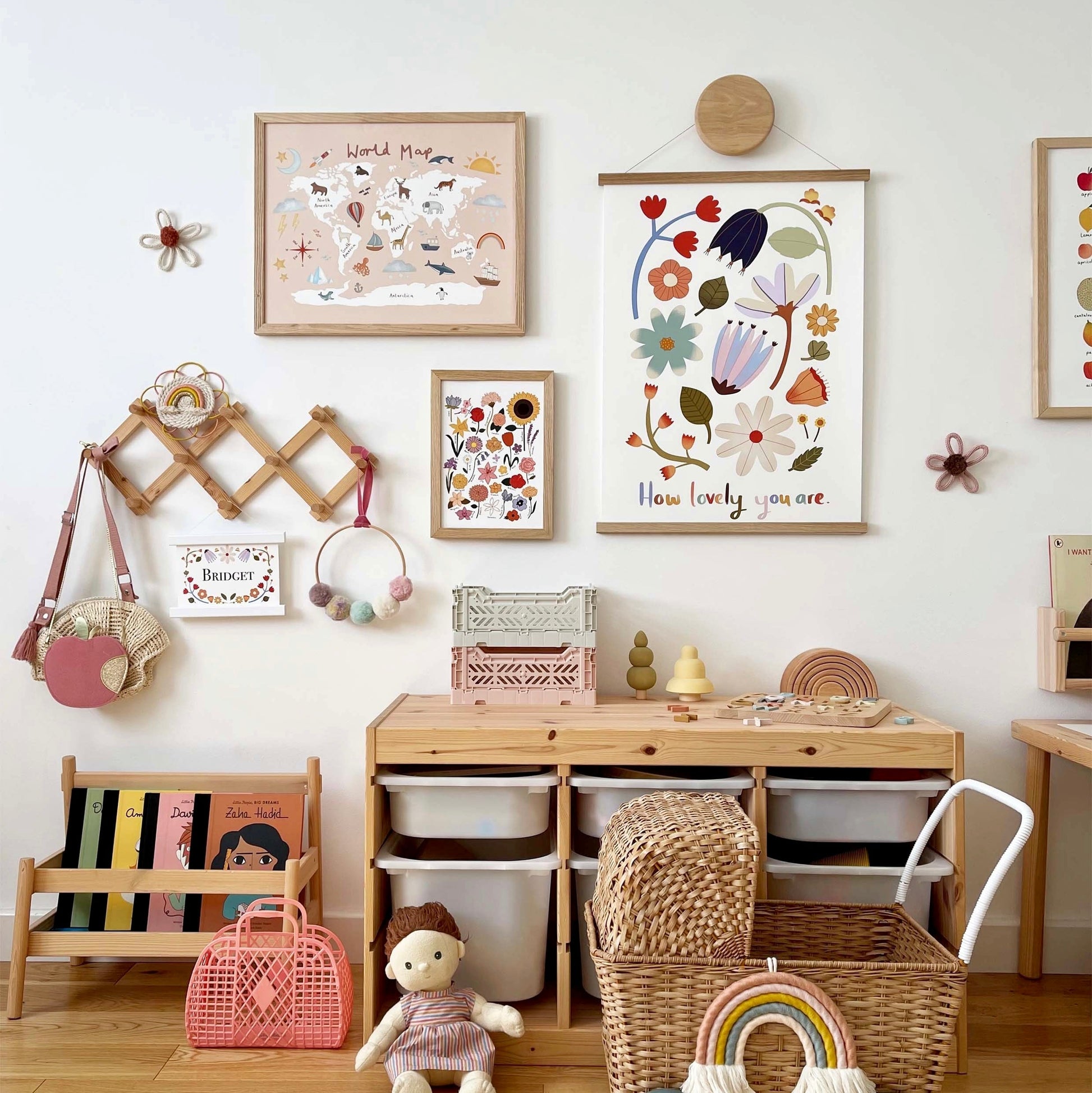 Kid of the Village World Map Art Print - Pink