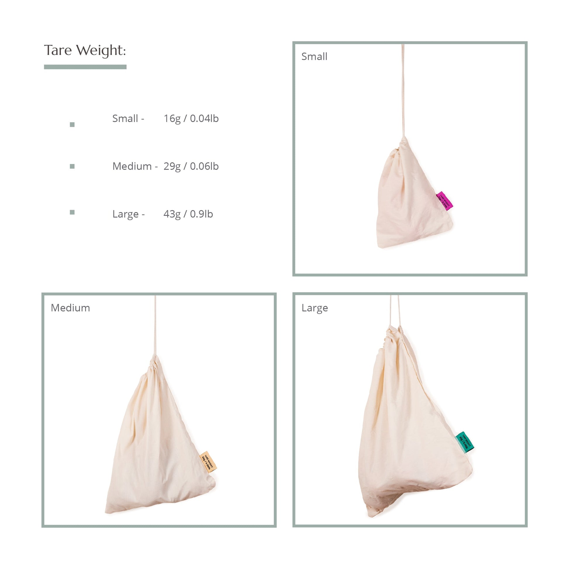 Wild & Stone Reusable Organic Cotton Produce Bags - Pack of 3