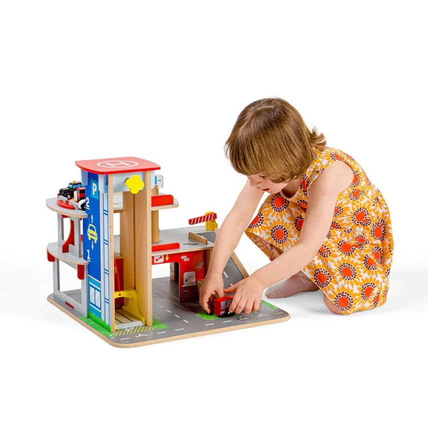 Bigjigs Wooden Park & Play Toy Garage