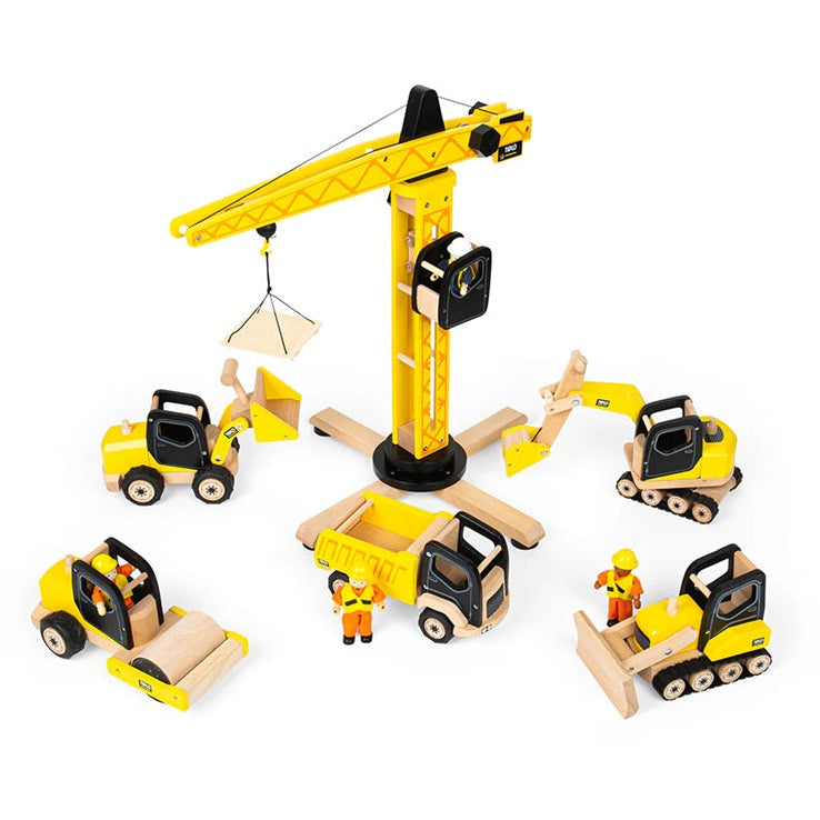 Tidlo Wooden Construction Vehicles Toy Bundle