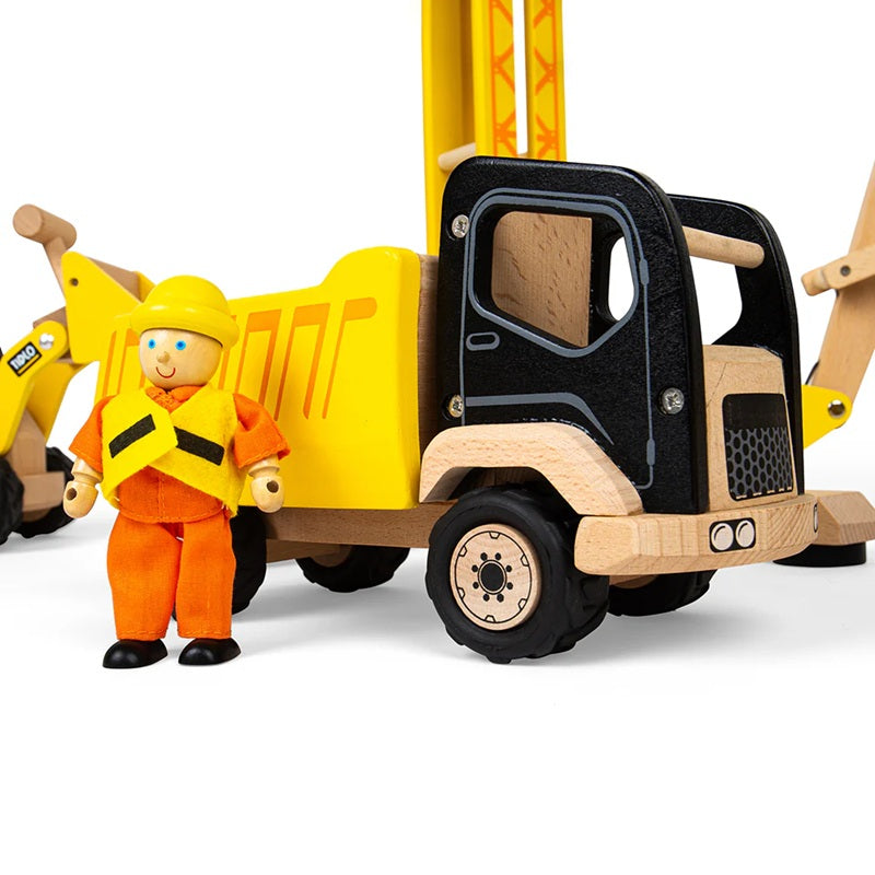 Tidlo Wooden Construction Vehicles Toy Bundle