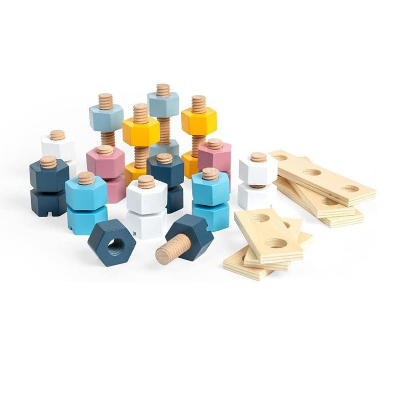 Bigjigs Wooden Crate of Toy Nuts & Bolts 