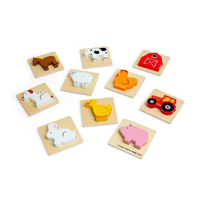Bigjigs Wooden Farm Feel and Find Puzzle Set