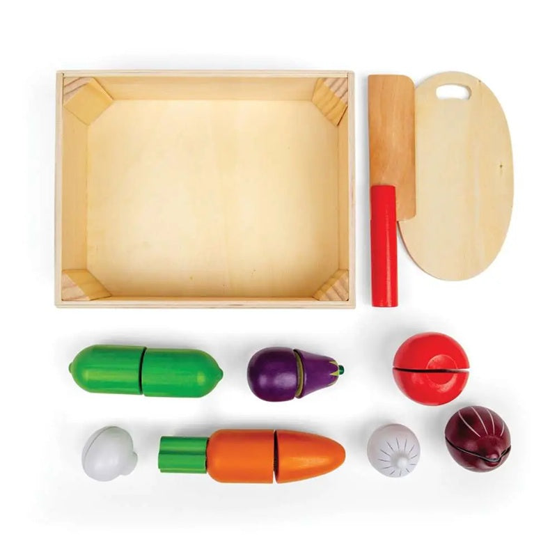 Bigjigs Wooden Toy Cutting Veg Crate