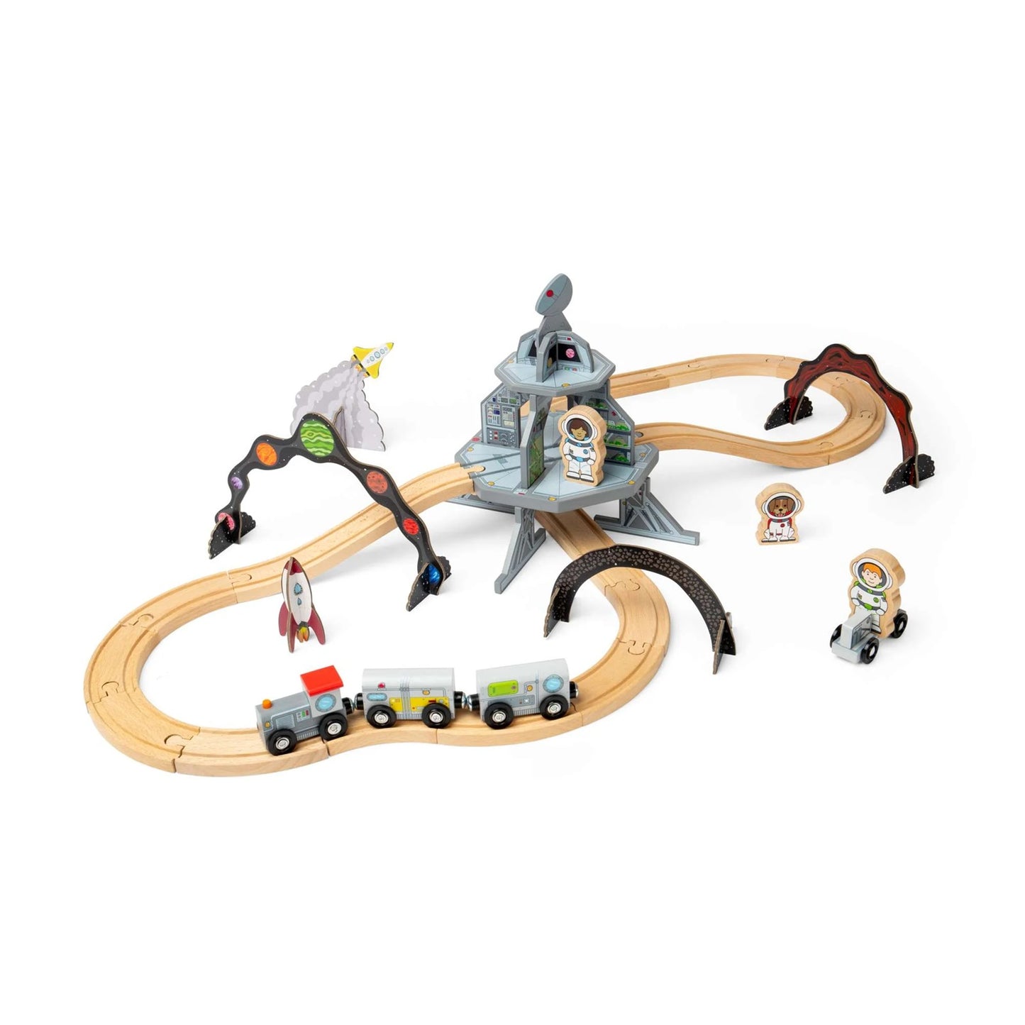 Bigjigs Wooden Space Train Set - 40 Pieces