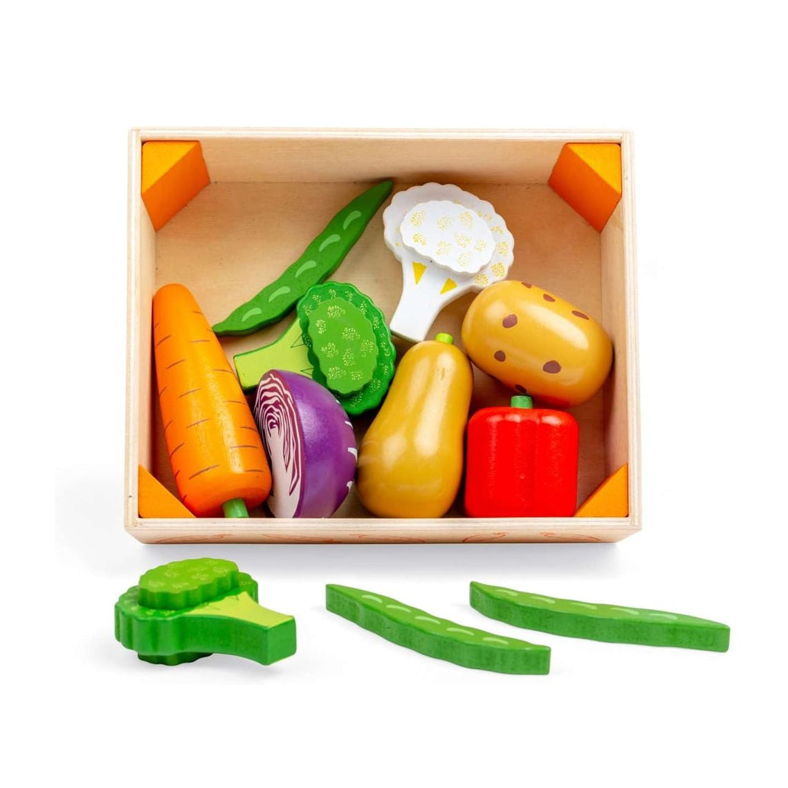 Bigjigs Wooden Toy Vegetable Crate