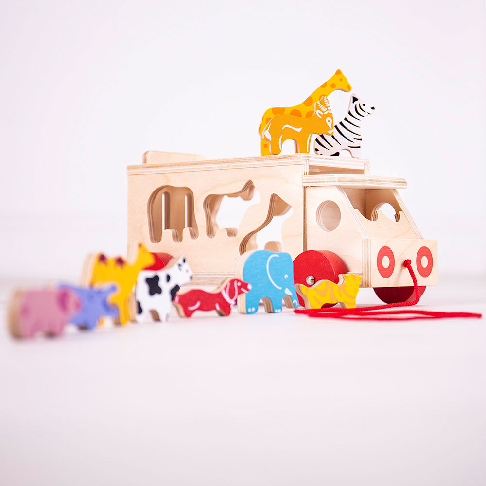 Bigijgs Wooden Animal Shape Sorter Lorry