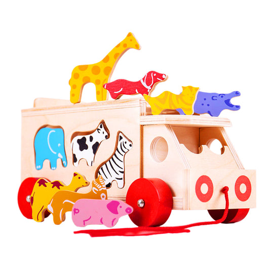 Bigijgs Wooden Animal Shape Sorter Lorry