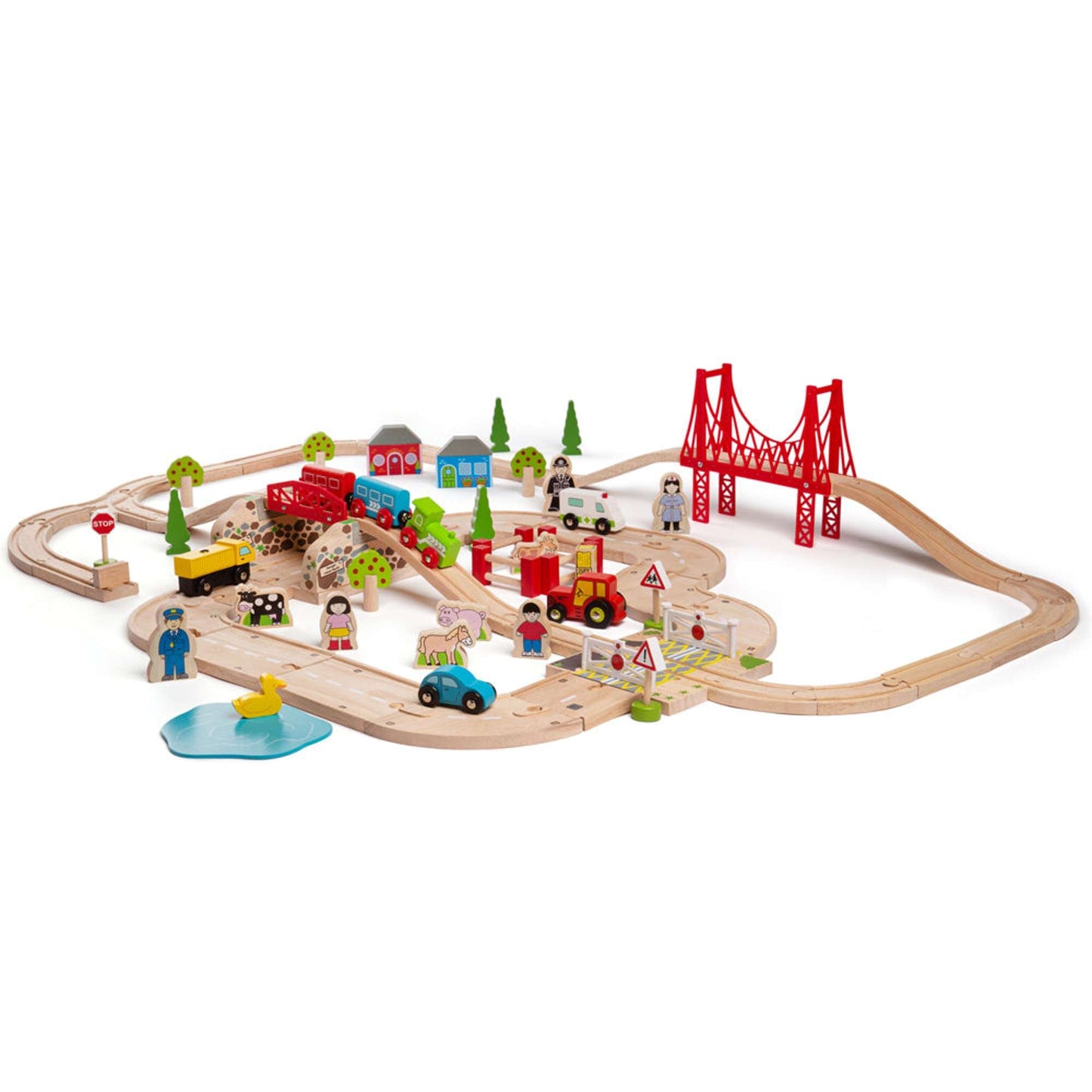 Bigjigs Rail Wooden Road & Rail Train Set