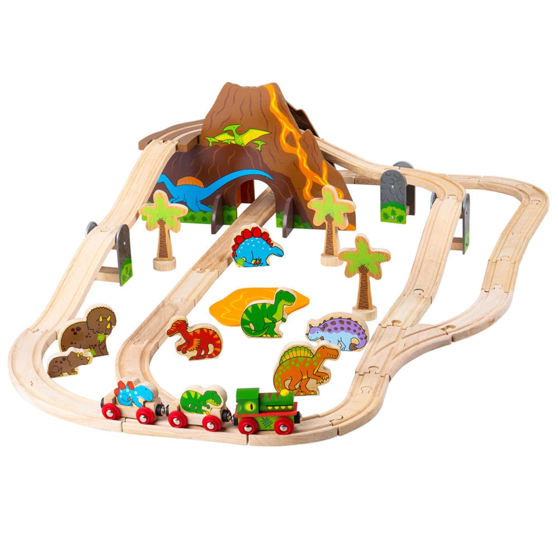 Bigjigs Rail Wooden Dinosaur Train Set