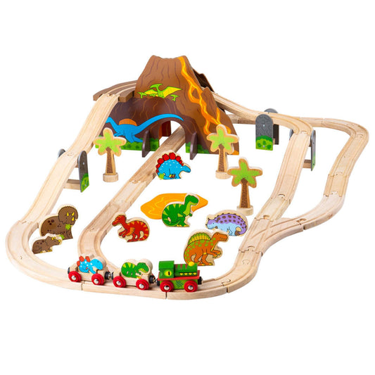 Bigjigs Rail Wooden Dinosaur Train Set