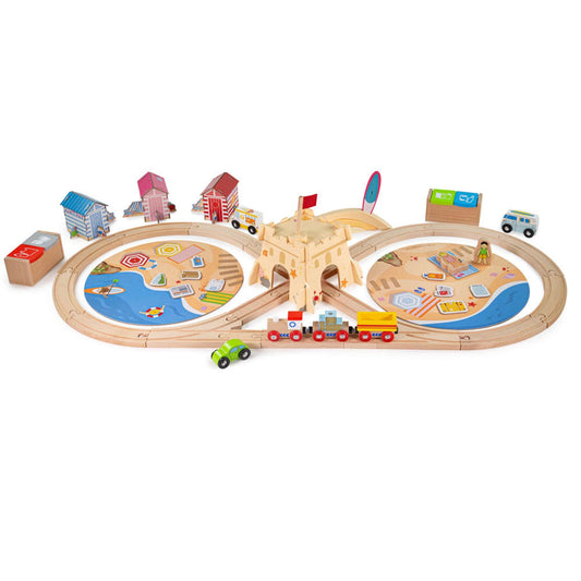 Bigjigs Rail Wooden Coastal Clean Up Train Set