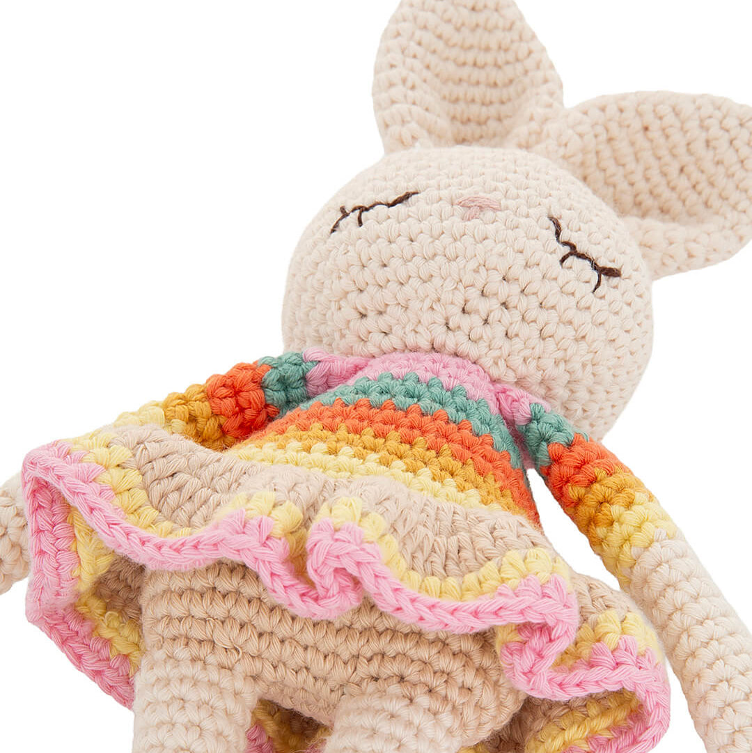 The Bonniemob Bonnie Ballerina Crochet Bunny - Pink rainbow