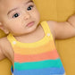 The Bonniemob Bubble Rainbow Stripe Knit Romper