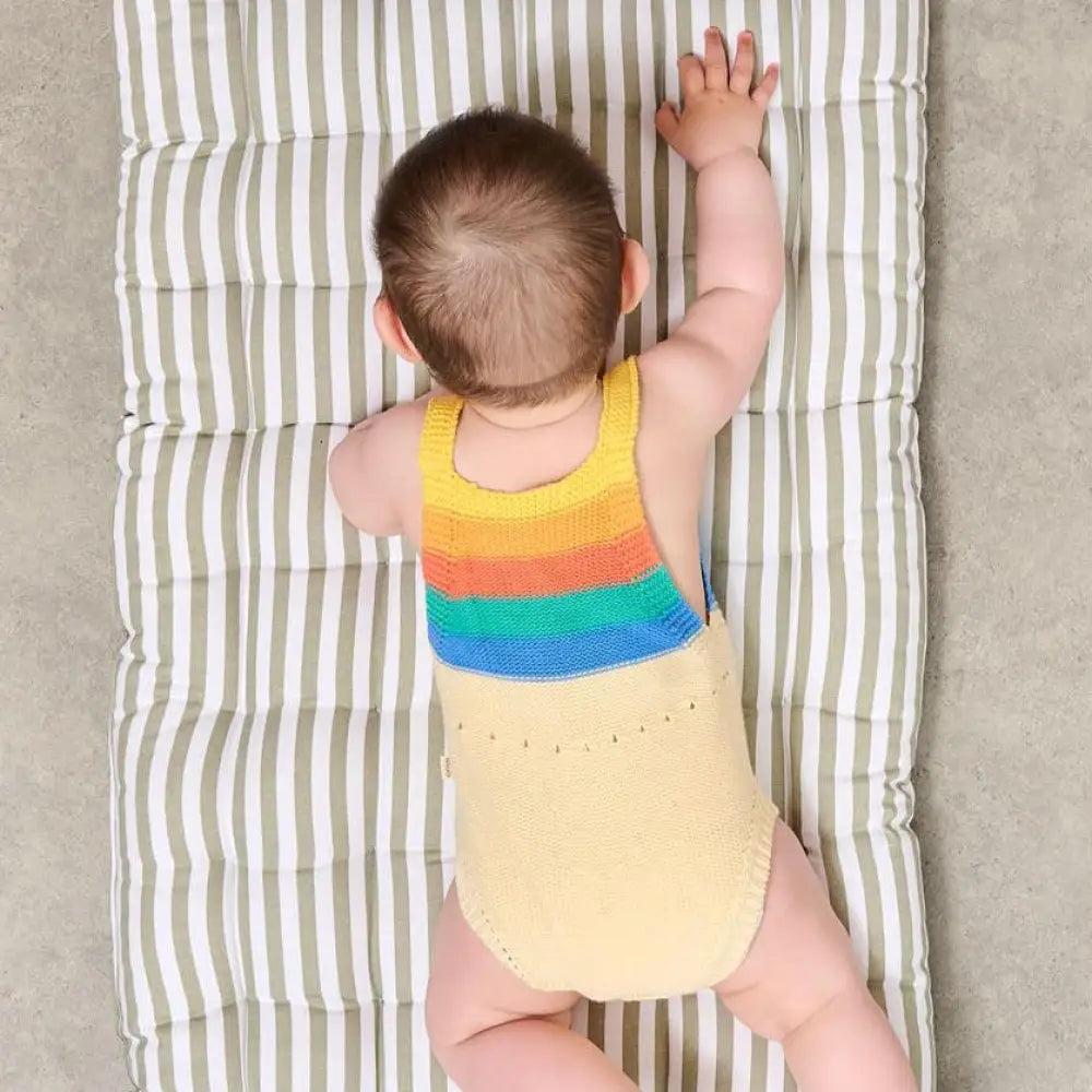 The Bonniemob Bubble Rainbow Stripe Knit Romper