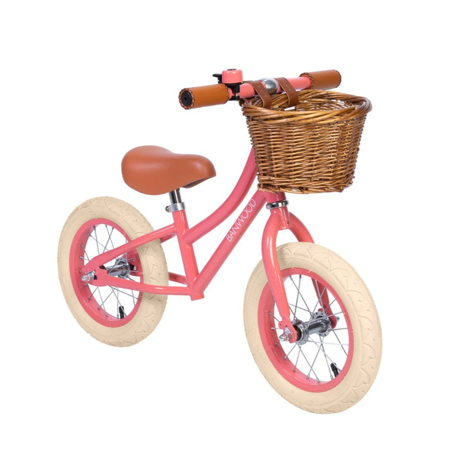 Banwood Balance Bike & Basket - Coral Pink