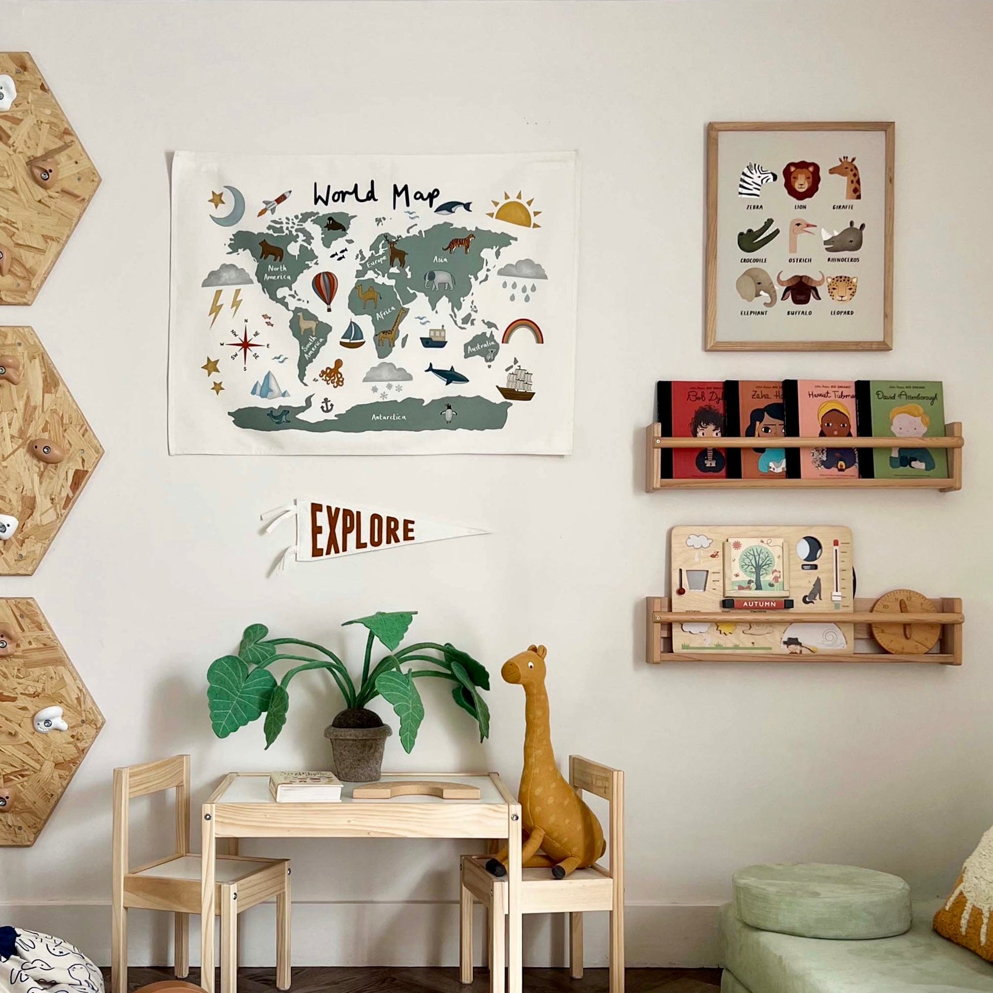 Kid of the Village Animal Safari Art Print - Stone