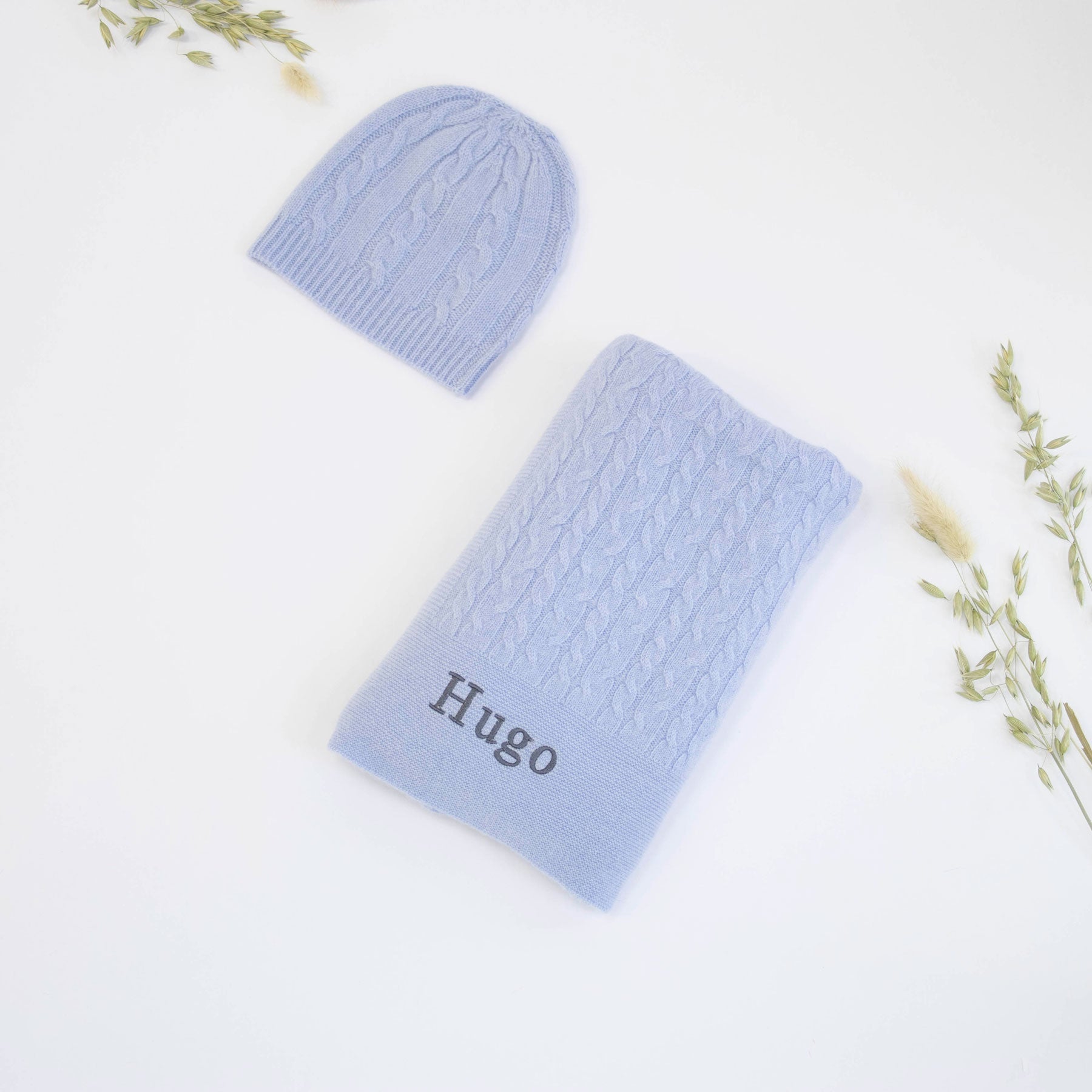 Classic Blue Cashmere Personalised Baby Gift Set by The Baby Gifting Co.