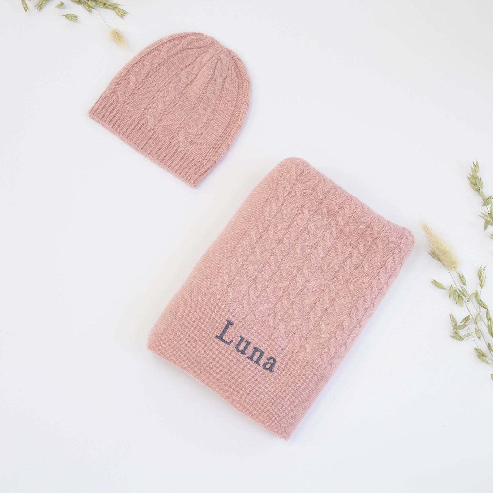 Classic Rosewood Cashmere Personalised Baby Gift Set by The Baby Gifting Co.