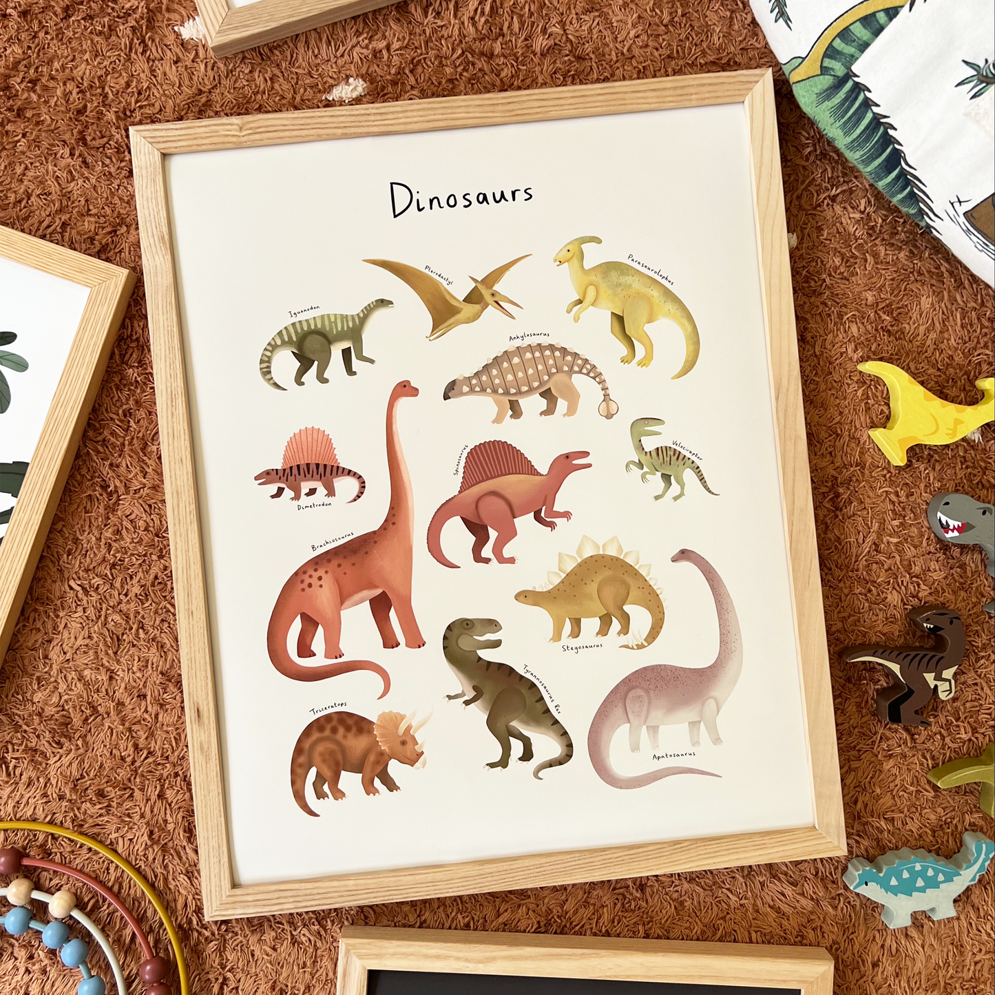 Kid of the Village Dinosaur Chart Art Print - Stone