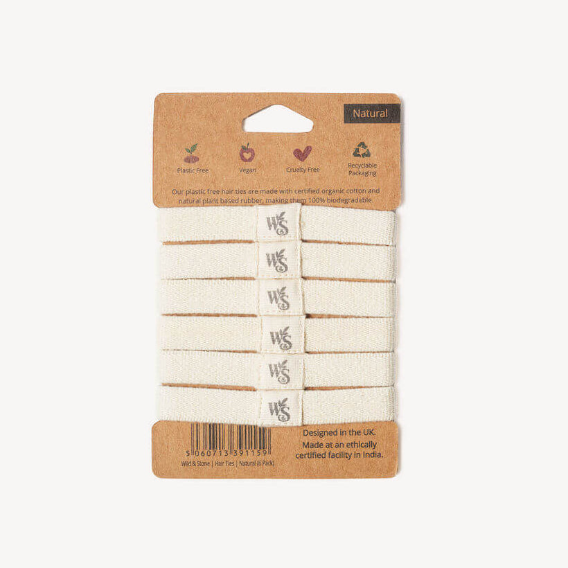 Wild & Stone Plastic Free Hair Ties - 6 Pack - Blonde