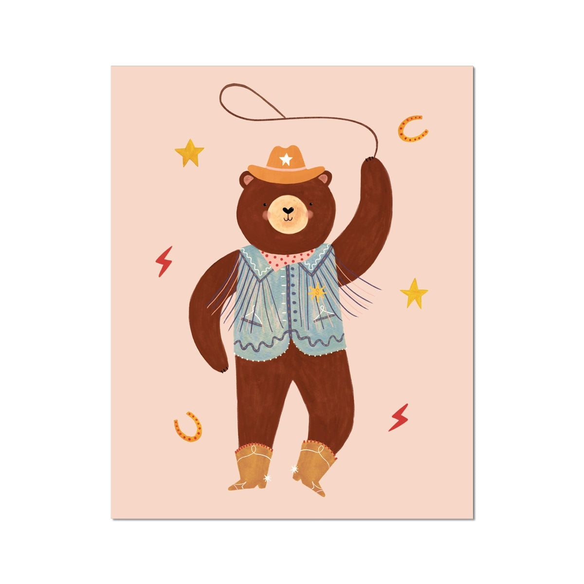 Kid of the Village Cowboy Bear Art Print