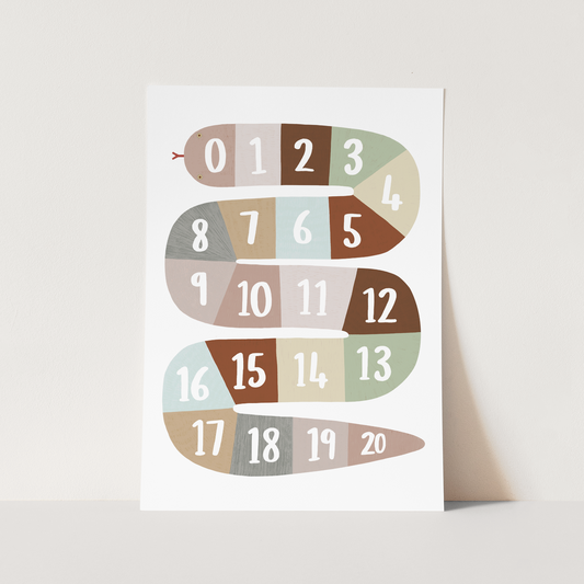 Kid of the Village Number Snake Art Print - Brown/Green