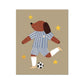 Kid of the Village Footie Pup Art Print - Blue Stripes