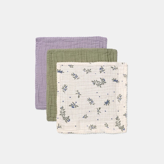 Dear April Ren 3-Pack Organic Washcloths - Blueberries Mix